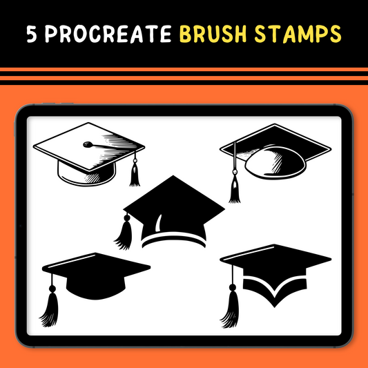 Paquete de sellos de cepillo Procreate de gorra de graduación, sellos de cepillo de gorra de graduación, sellos de Procreate de gorra de graduación