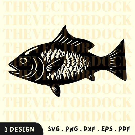 Fish SVG Design, Fish DXF, Ocean SVG, Fish Vector
