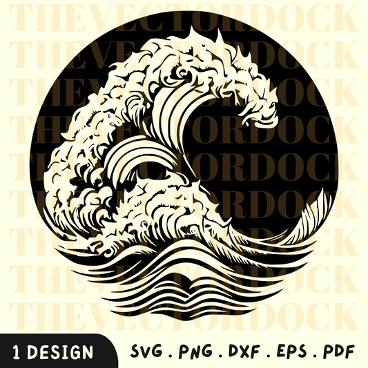 Wave SVG Design, Wave SVG, Wave Silhouette, Ocean Waves, Wave Art, Wave Vector