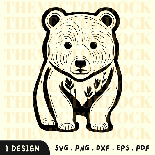 Bear SVG Design, Bear PNG, Animal SVG, Animal Design pour la découpe laser, Bear Vector