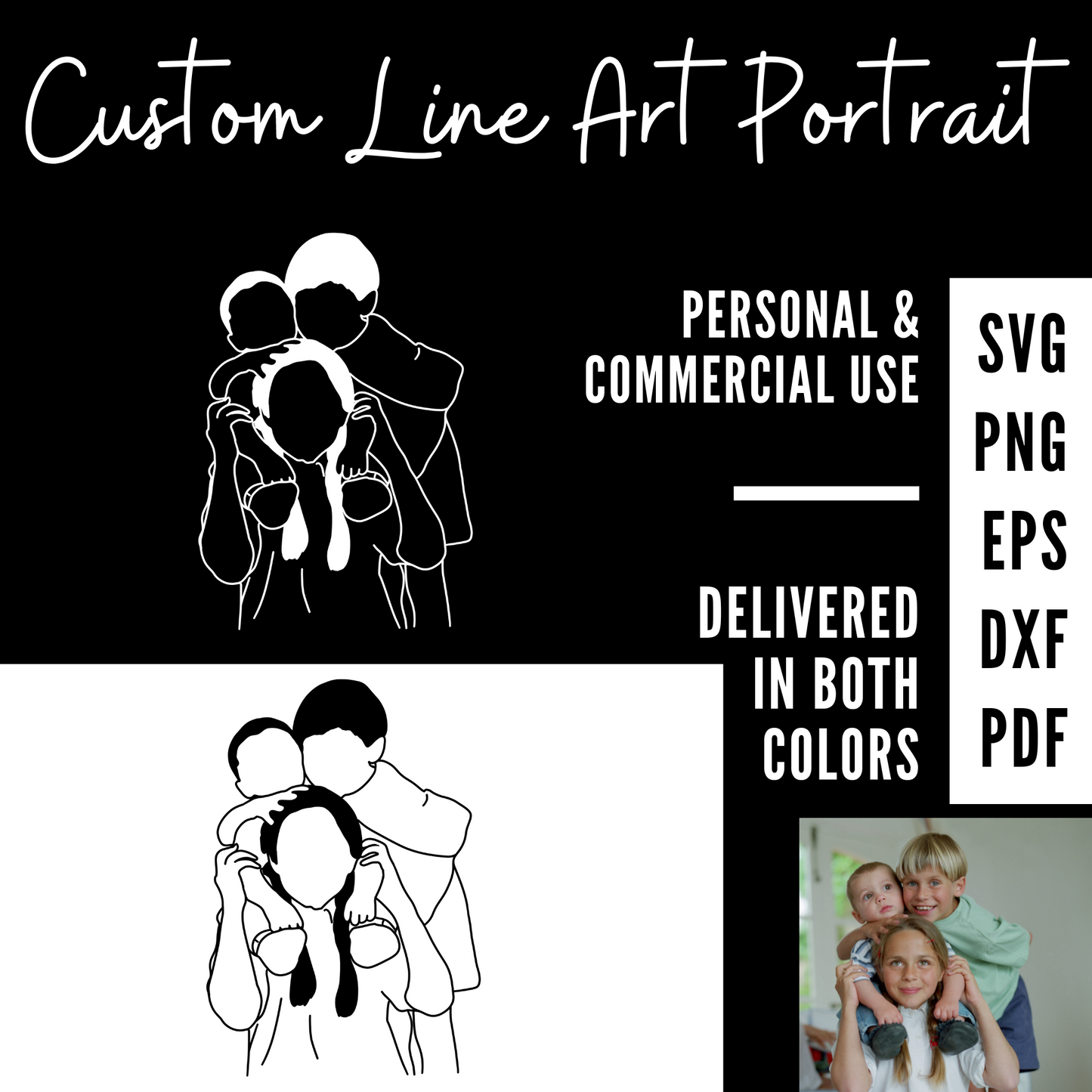 Custom Line Art Portrait SVG