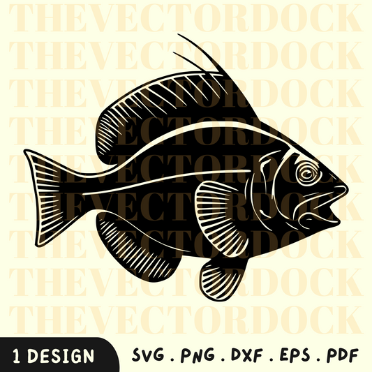 Fisch SVG Design, Fisch DXF, Ozean SVG, Fisch Vektor 3