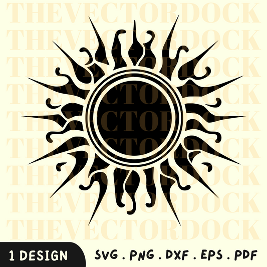 Sun SVG Design, Sun DXF, Sun SVG pour la décoration murale, ensoleillé, soleil SVG, soleil vecteur
