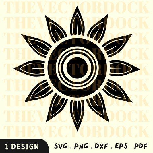 Sun SVG Design, Sun PNG, Sun DXF, Sun pour HTV, SVG pour Craft, Sun Vector