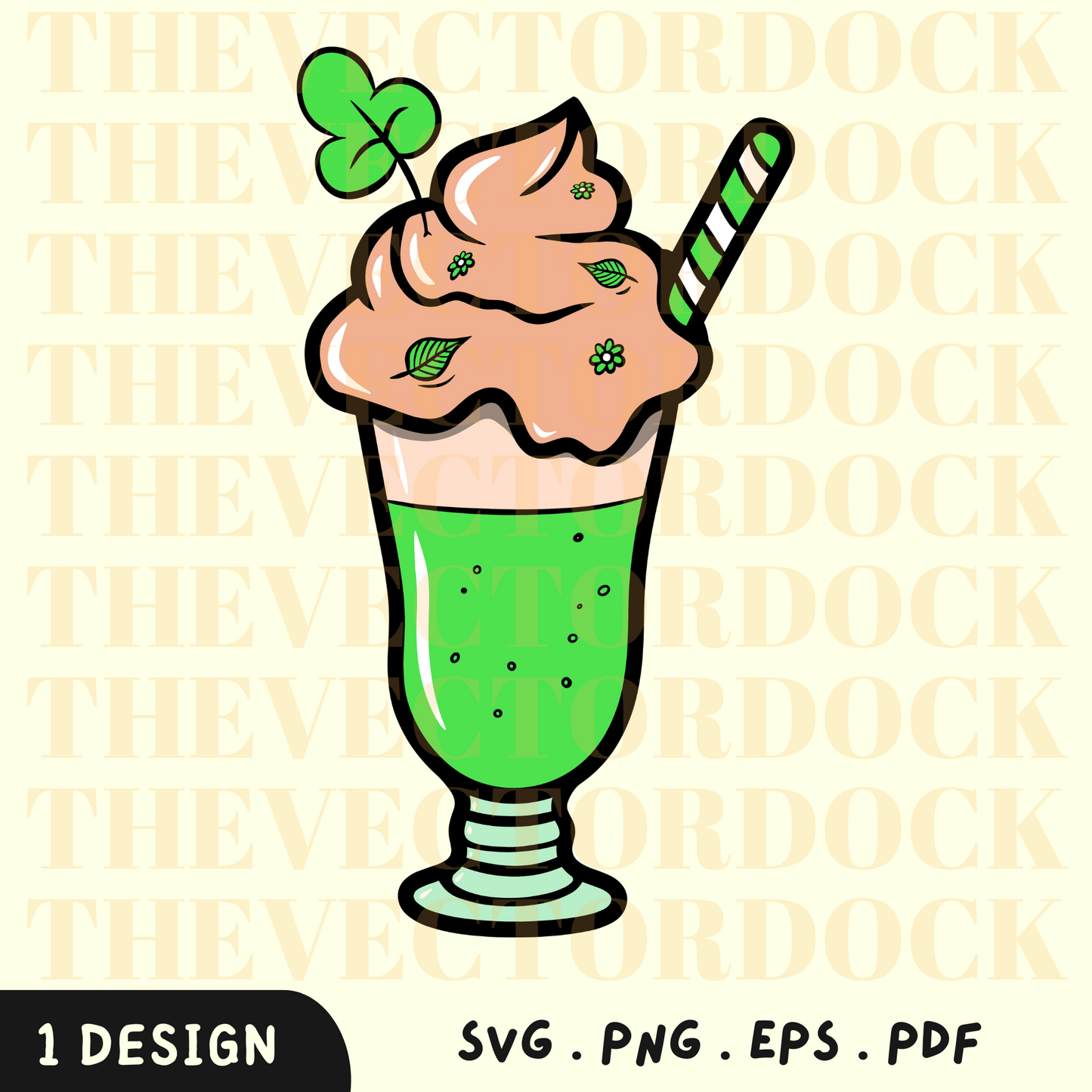 St. Patrick's Milkshake SVG Design, St. Patrick's Milkshake SVG, St. Patrick's Day, St. Patrick's Milkshake Vector