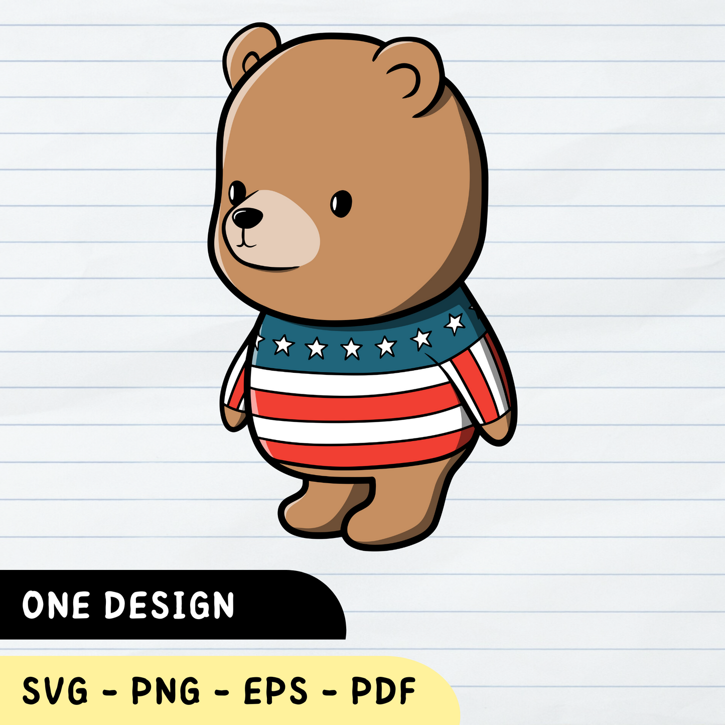 Bear Wearing USA Sweatshirt SVG Design, USA Flag Design, USA Sweatshirt, American Bear SVG,  Bear Wearing USA Sweatshirt Vector