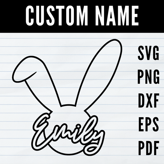 カスタムイースター名SVG、バニー名SVG、ウサギ名PNG、イースターパーソナライズ名デザイン