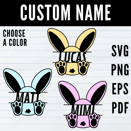 Nome do coelho personalizado SVG, Nome SVG para a Páscoa, Nome personalizado PNG, Nome SVG da Páscoa