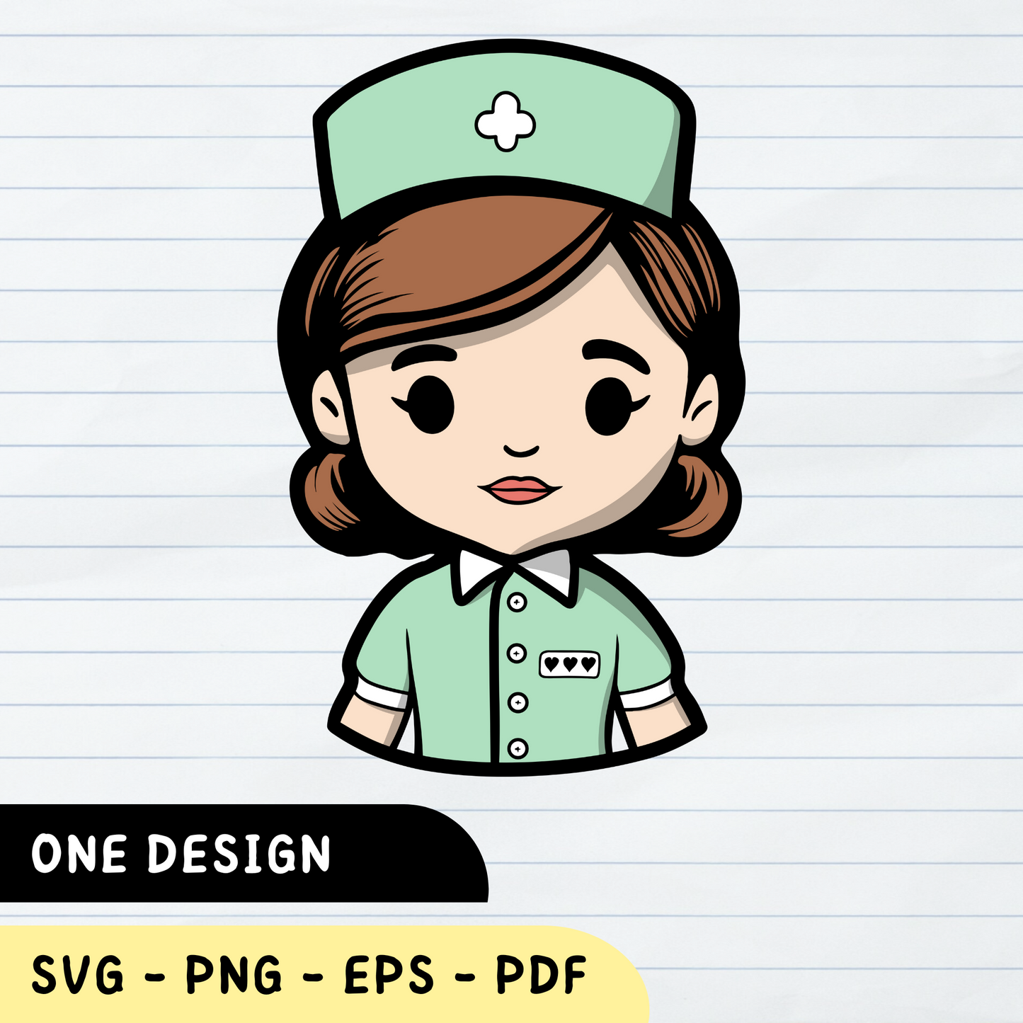 Cute Nurse SVG Design, Cute Nurse, Nurse scrapbooking, Nurse Silhouette, Cute Nurse Vector