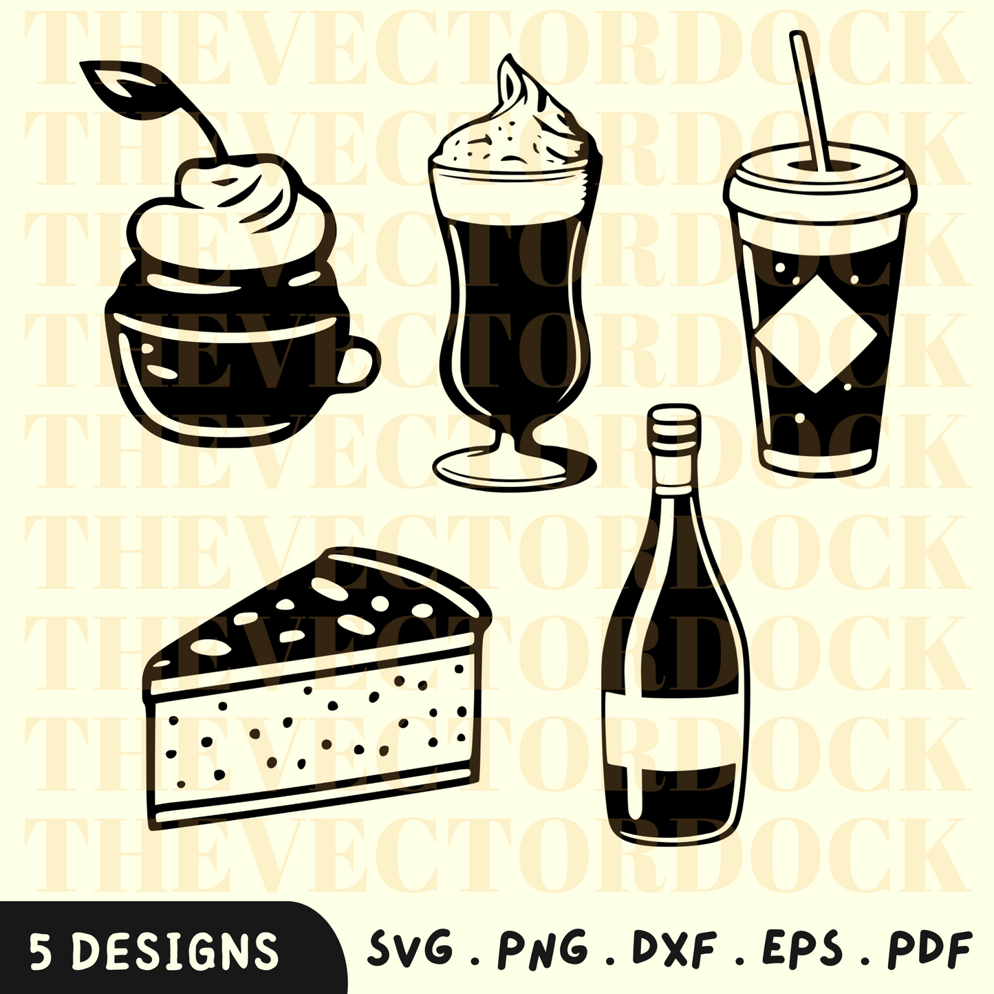 Food SVG Bundle, Food PNG, Food Theme SVG, Food SVG Bundle, Food Vector Bundle: 5 Designs