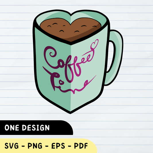 Taza de corazón SVG Diseño, Taza de corazón SVG, Taza, Taza de café SVG, Diseño de amor, Vector de taza de corazón 1