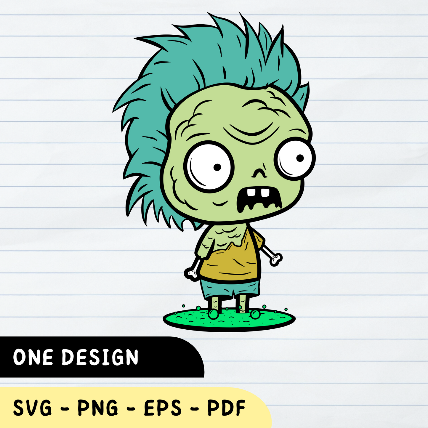 Cute Zombie SVG, Zombie SVG, Halloween PNG, Cute Zombie Vector